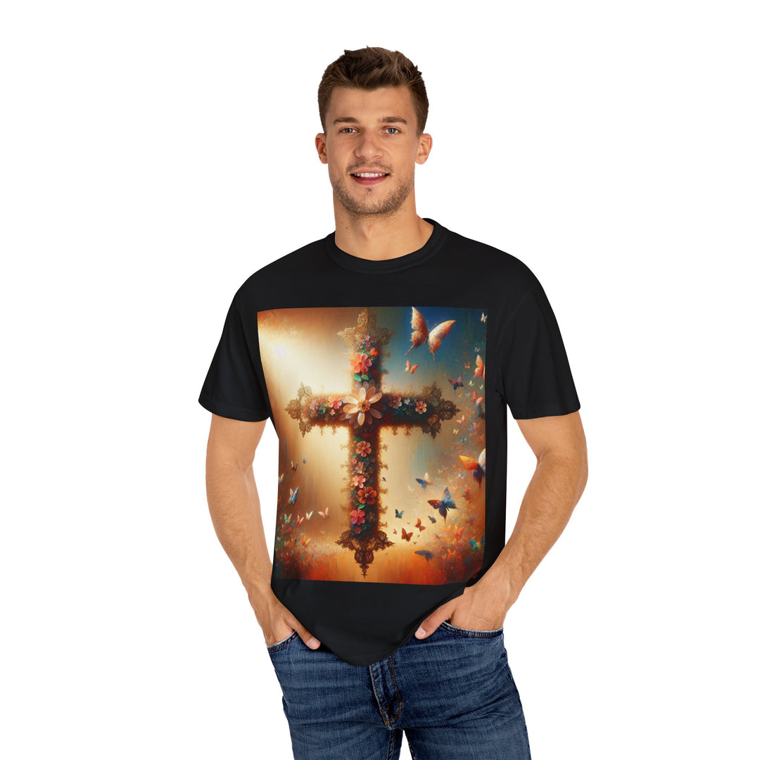 Faith-Inspired Floral Cross T-Shirt, Inspirational Tee, Religious Gift, Christian Apparel, Casual Wear, Everyday T-Shirt