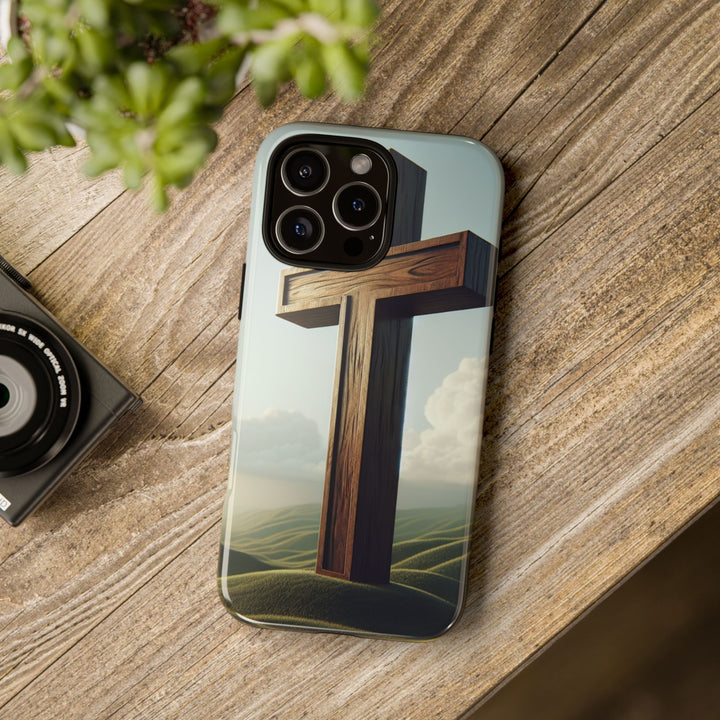 Wooden Cross Phone Case, Inspirational Gift, Christian Decor, Faith-Based Accessory, Unique Tech Gift