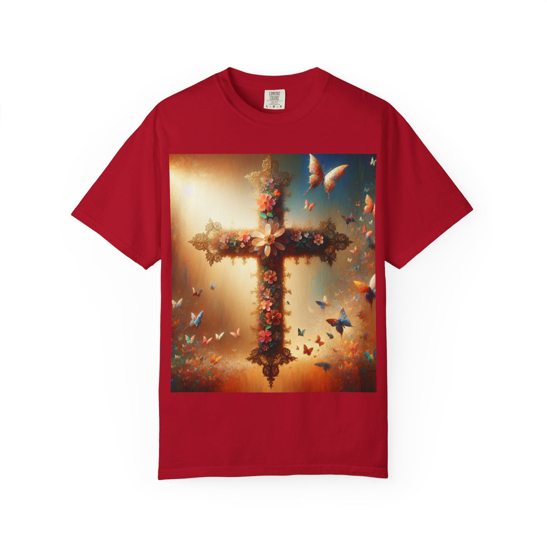 Faith-Inspired Floral Cross T-Shirt, Inspirational Tee, Religious Gift, Christian Apparel, Casual Wear, Everyday T-Shirt