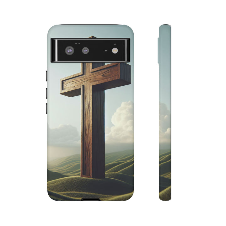 Wooden Cross Phone Case, Inspirational Gift, Christian Decor, Faith-Based Accessory, Unique Tech Gift