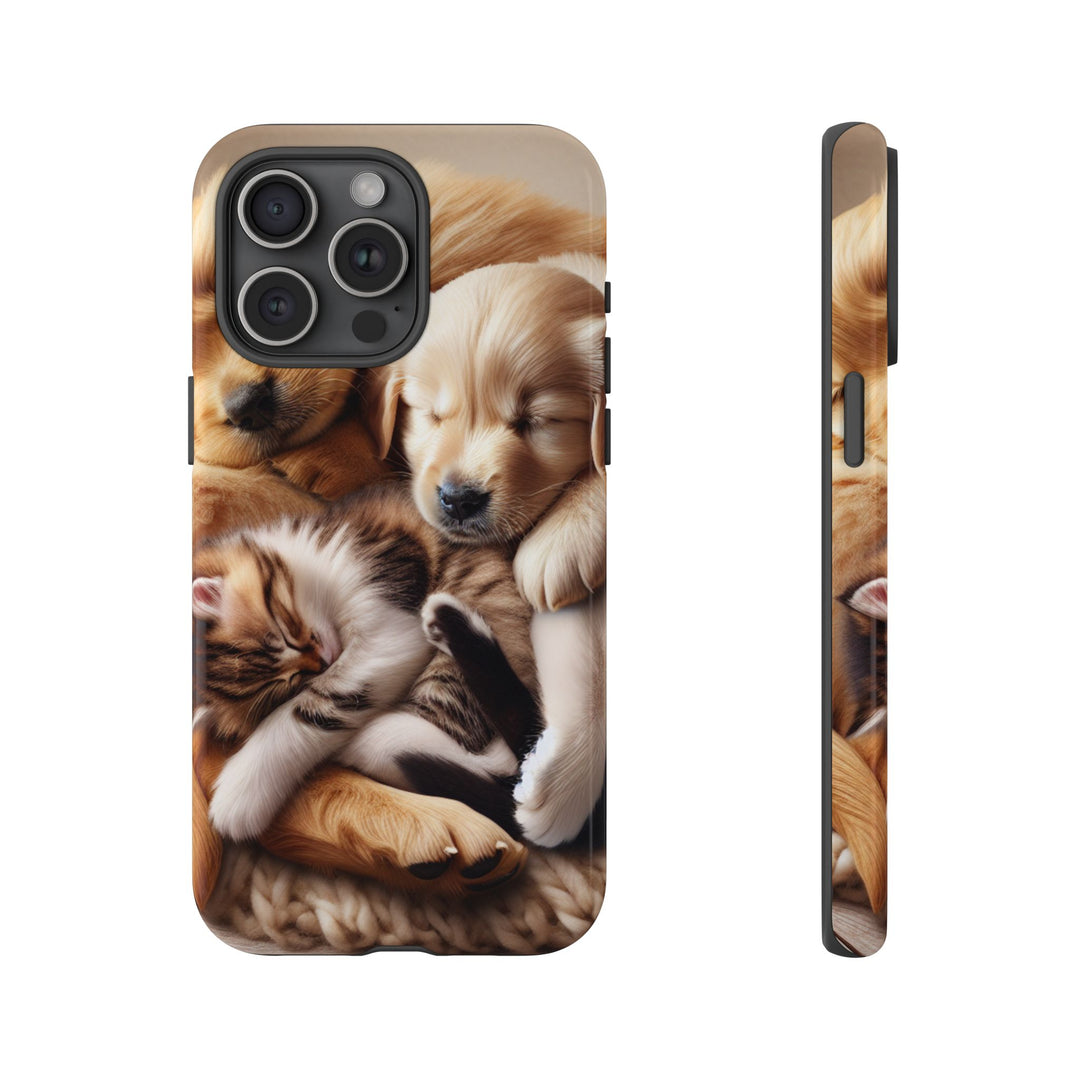 Cute Pets Phone Case - Adorable Puppy and Kitten Design, Animal Lover Gift