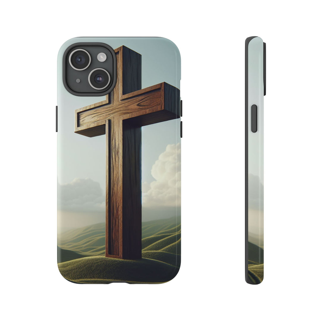 Wooden Cross Phone Case, Inspirational Gift, Christian Decor, Faith-Based Accessory, Unique Tech Gift