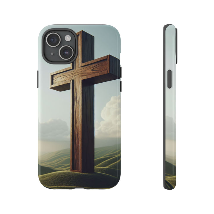 Wooden Cross Phone Case, Inspirational Gift, Christian Decor, Faith-Based Accessory, Unique Tech Gift