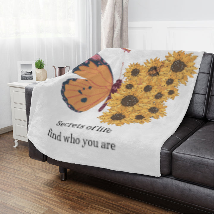 Inspirational Minky Blanket - 'Secrets of Life' Butterfly & Sunflowers Design