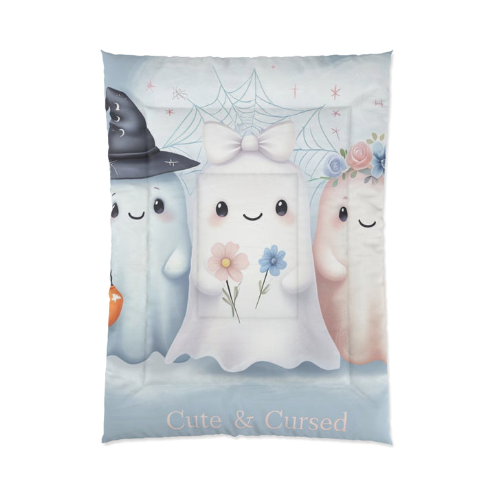 Cute & Cursed Ghost Comforter | Spooky Bedding for Halloween | Cozy Bedroom Decor | Kids' Room | Whimsical Home Accents