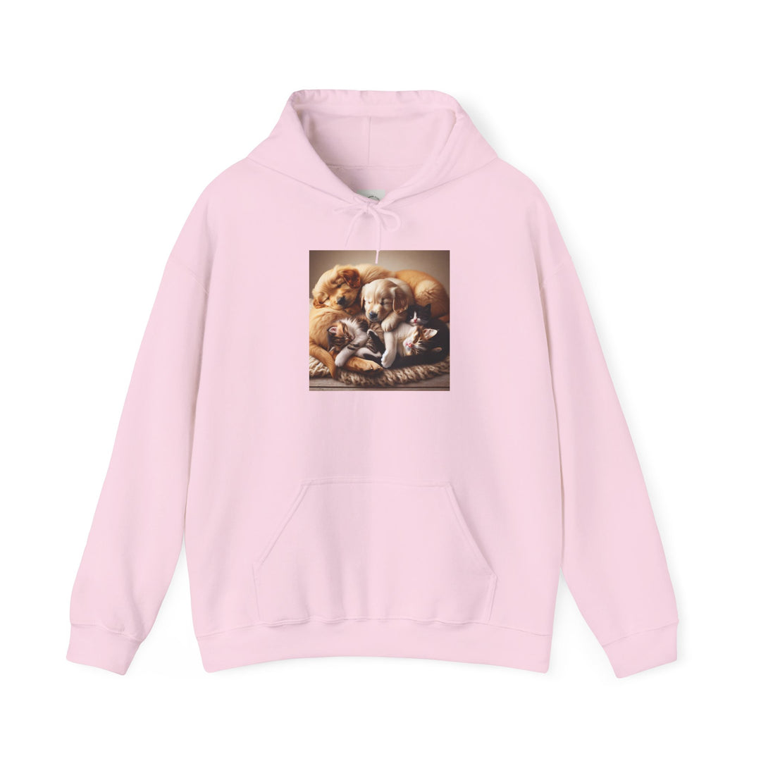 Cozy Pet Pals Hooded Sweatshirt - Animal Lover Gift, Cute Hoodie, Dog Cat Sweatshirt, Casual Wear, Cozy Gift