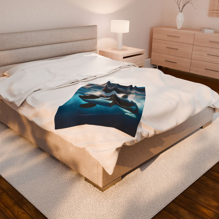 Cozy Orca Velveteen Plush Blanket - Perfect for Ocean Lovers