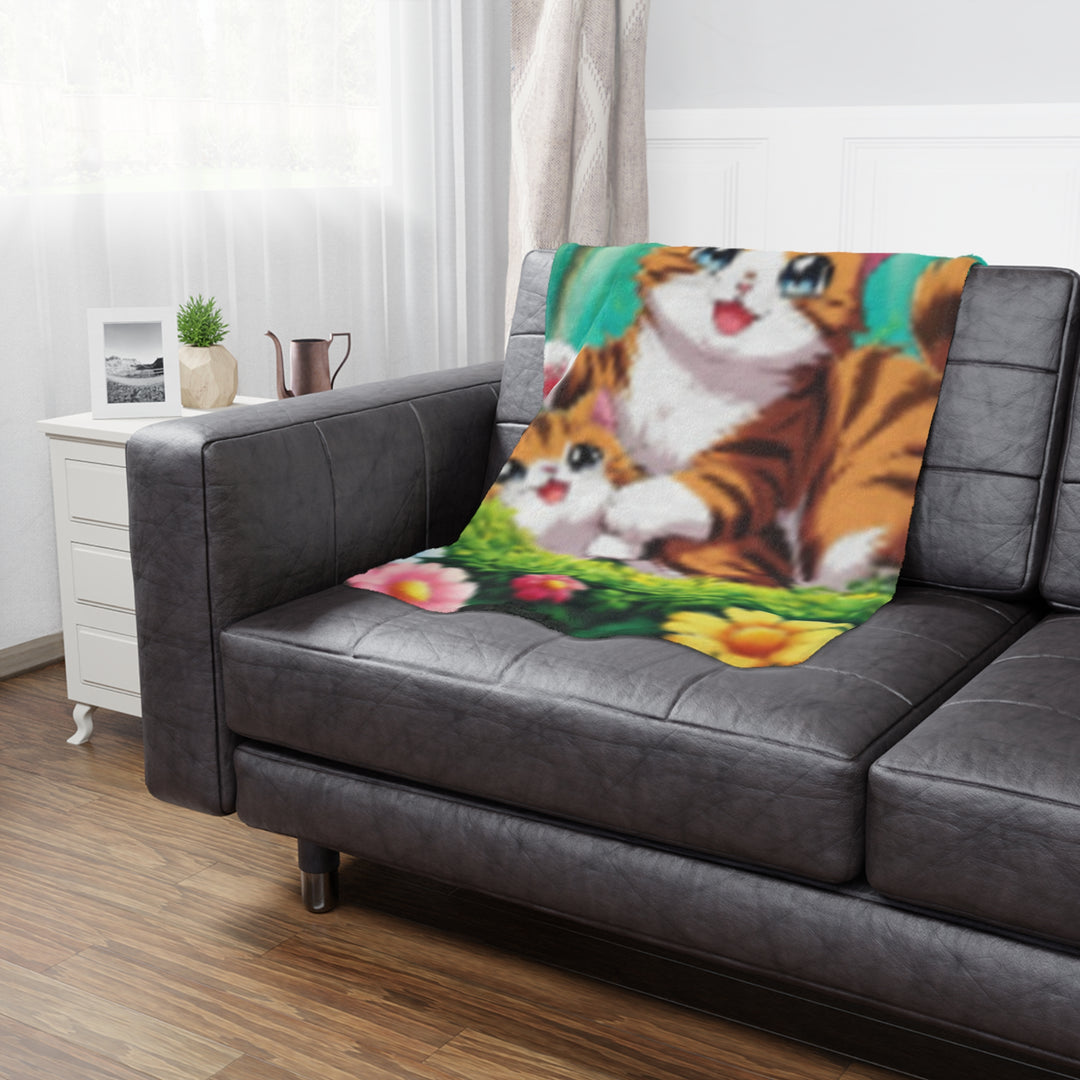 Cozy Cat Minky Blanket - Cute Kitten Design for Pet Lovers