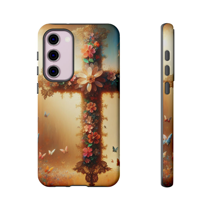 Floral Cross Phone Case, Tough Cases for Christians, Religious Gifts, Cute Floral Accessories, Chic Phone Cover, Spring Vibes
