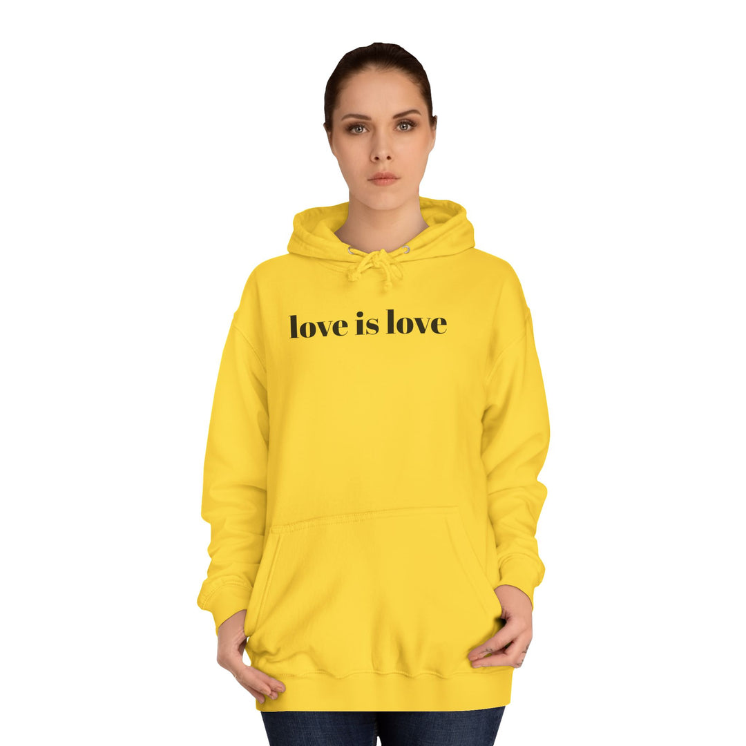 Unisex Love is Love Hoodie - Rainbow College Sweatshirt for Pride, LGBTQ+, Everyday Wear, Gift, Casual Style