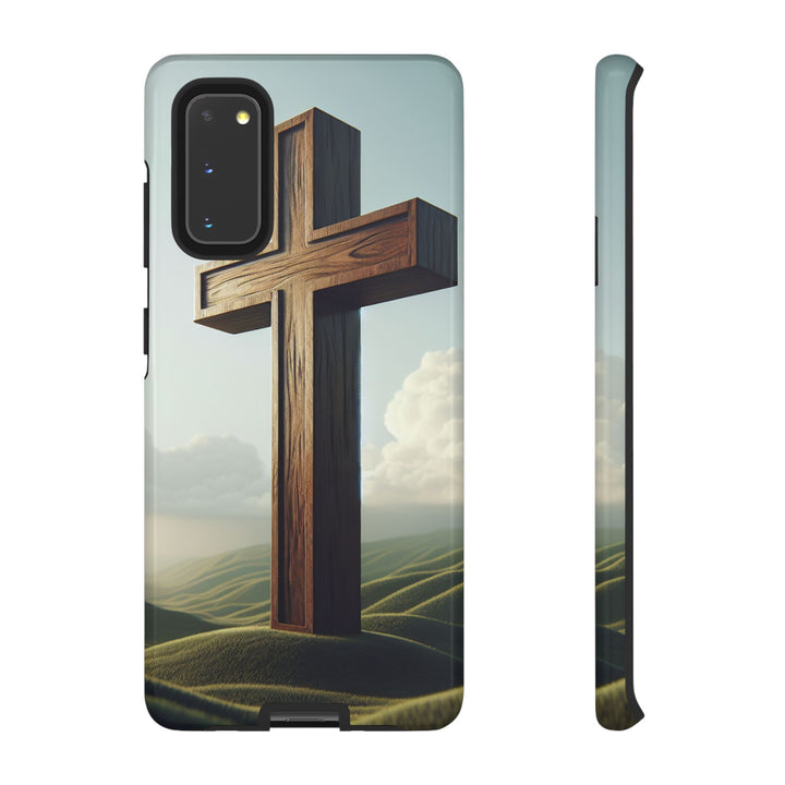 Wooden Cross Phone Case, Inspirational Gift, Christian Decor, Faith-Based Accessory, Unique Tech Gift