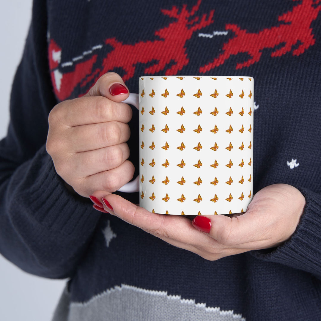 Butterfly Pattern Ceramic Mug - 11oz & 15oz, Perfect for Nature Lovers