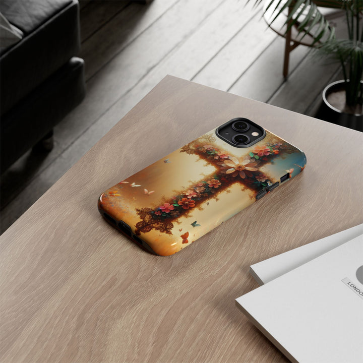 Floral Cross Phone Case, Tough Cases for Christians, Religious Gifts, Cute Floral Accessories, Chic Phone Cover, Spring Vibes