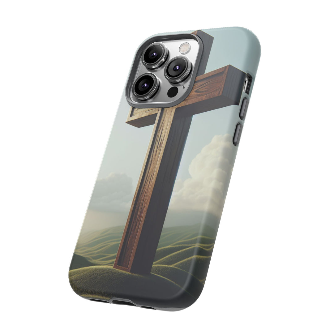 Wooden Cross Phone Case, Inspirational Gift, Christian Decor, Faith-Based Accessory, Unique Tech Gift