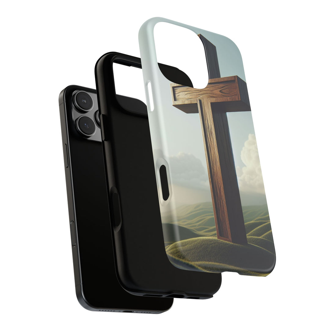 Wooden Cross Phone Case, Inspirational Gift, Christian Decor, Faith-Based Accessory, Unique Tech Gift