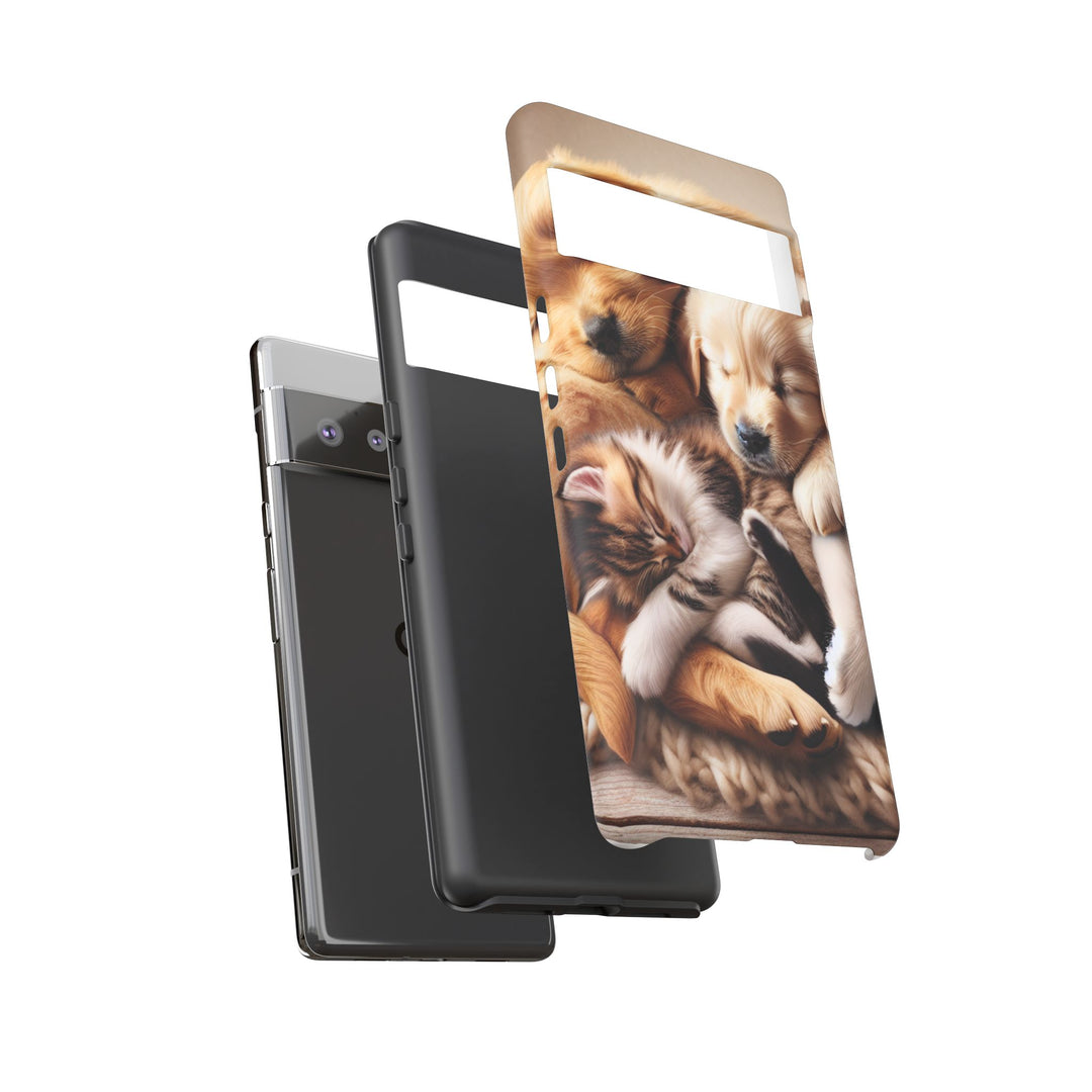 Cute Pets Phone Case - Adorable Puppy and Kitten Design, Animal Lover Gift