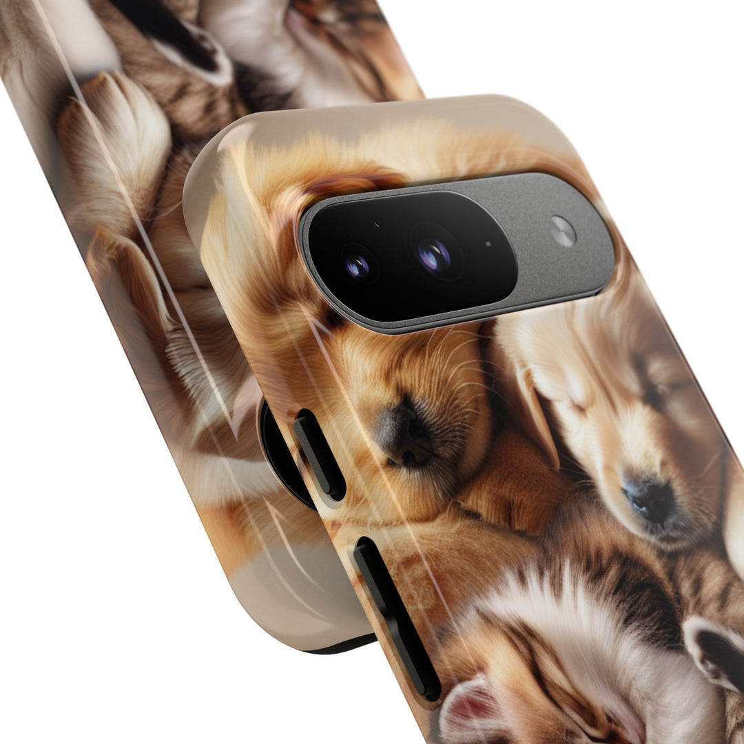 Cute Pets Phone Case - Adorable Puppy and Kitten Design, Animal Lover Gift