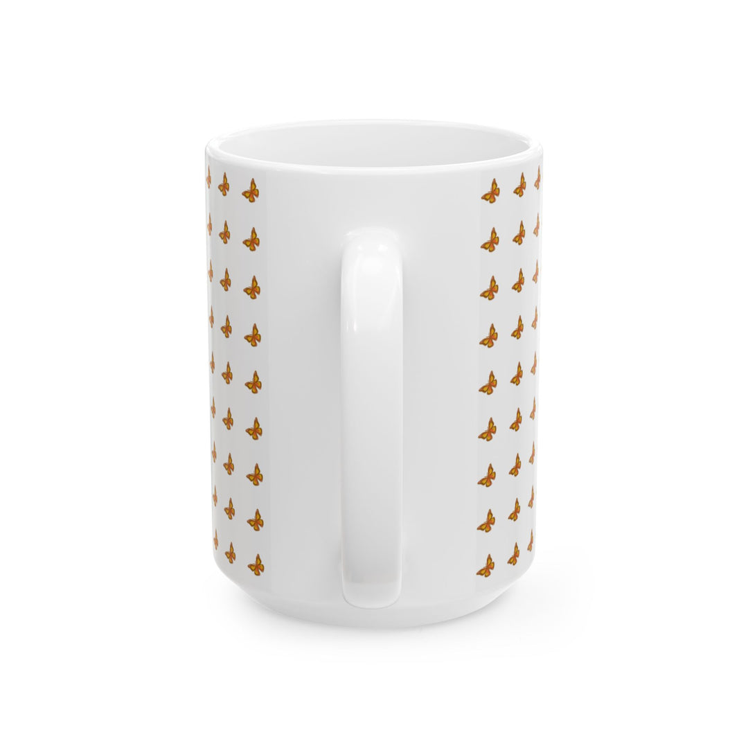 Butterfly Pattern Ceramic Mug - 11oz & 15oz, Perfect for Nature Lovers
