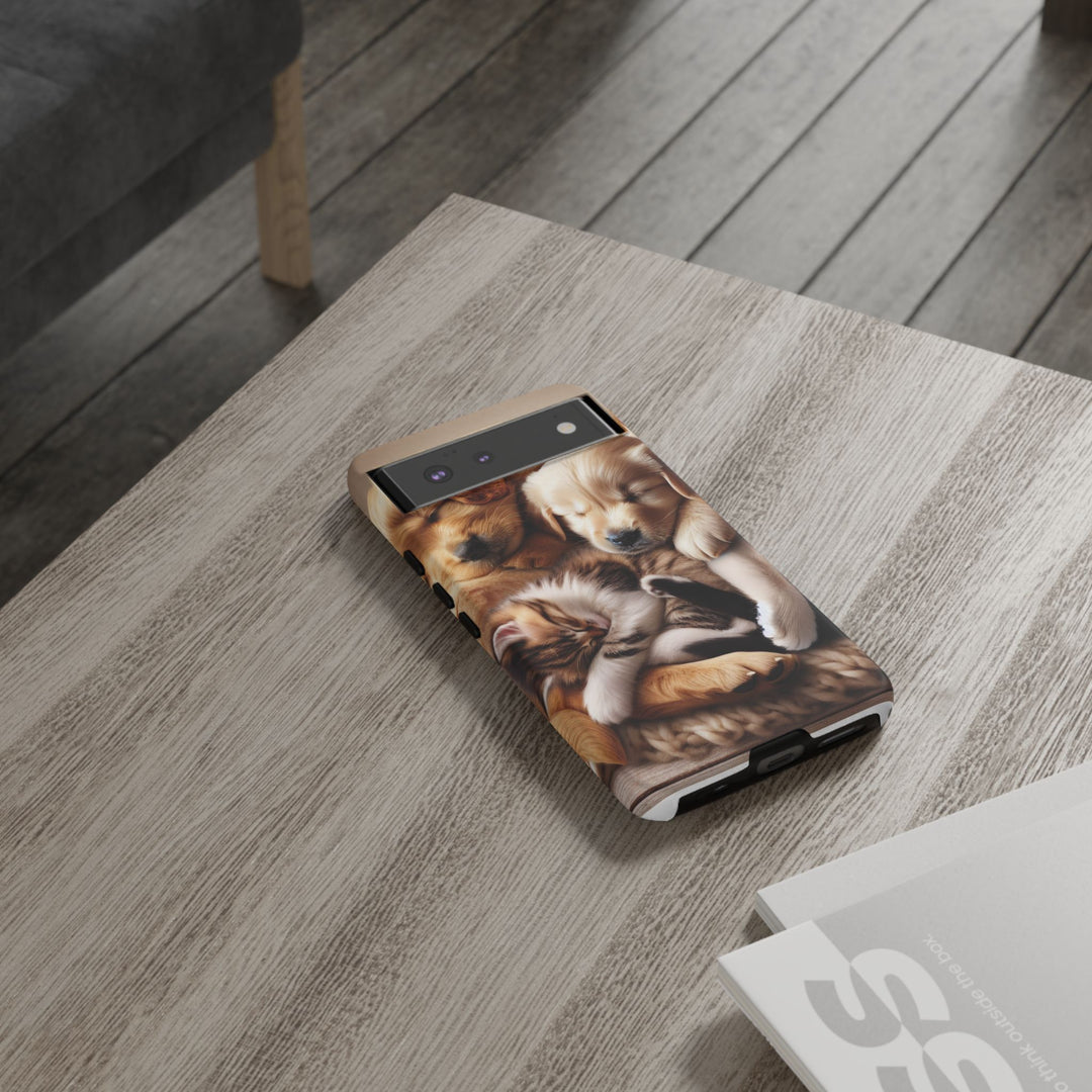 Cute Pets Phone Case - Adorable Puppy and Kitten Design, Animal Lover Gift