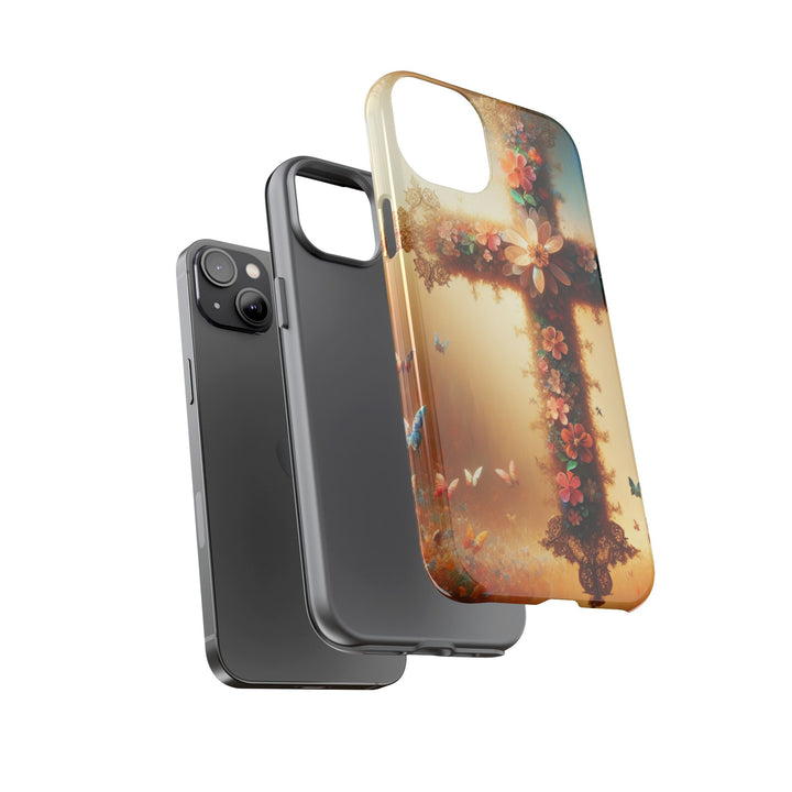 Floral Cross Phone Case, Tough Cases for Christians, Religious Gifts, Cute Floral Accessories, Chic Phone Cover, Spring Vibes