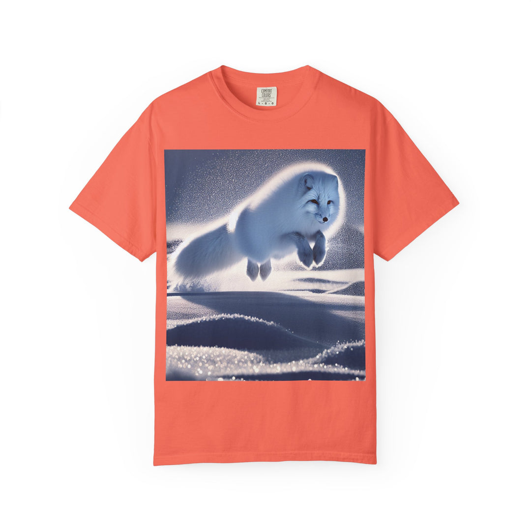 Snow Fox Jumping Unisex Garment-Dyed T-Shirt