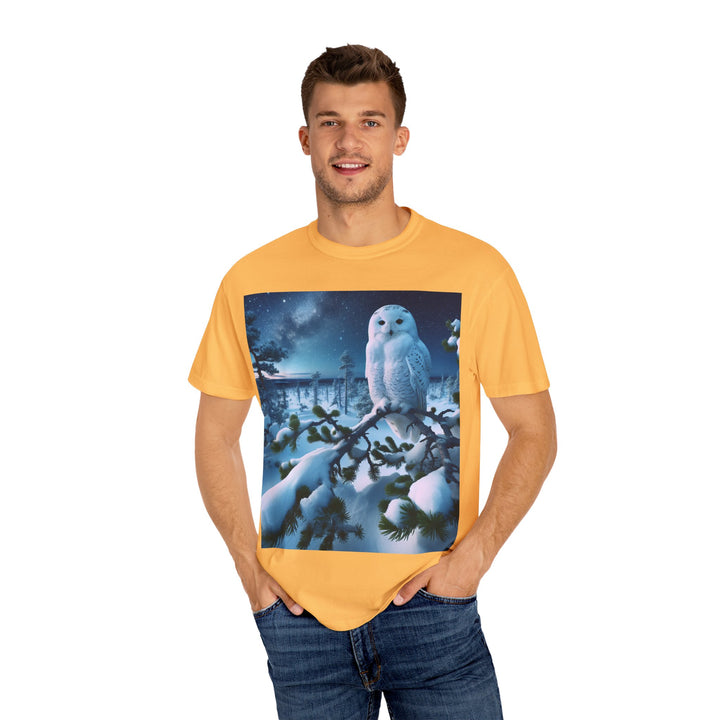 Mystical Owl Unisex Garment-Dyed T-Shirt – Cozy Winter Vibes