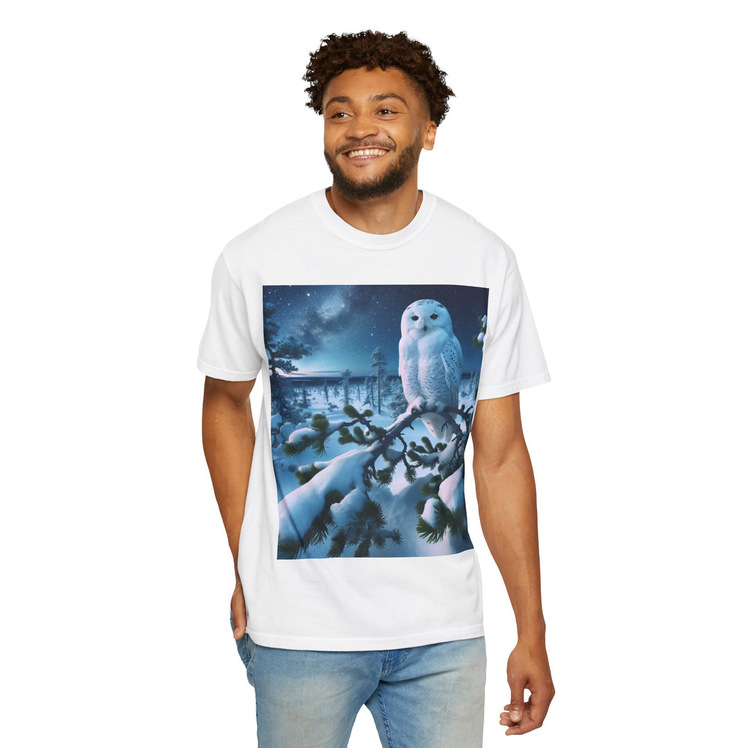 Mystical Owl Unisex Garment-Dyed T-Shirt – Cozy Winter Vibes