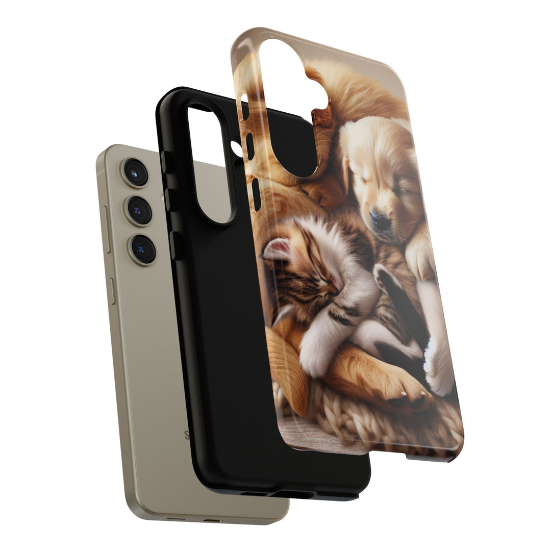 Cute Pets Phone Case - Adorable Puppy and Kitten Design, Animal Lover Gift