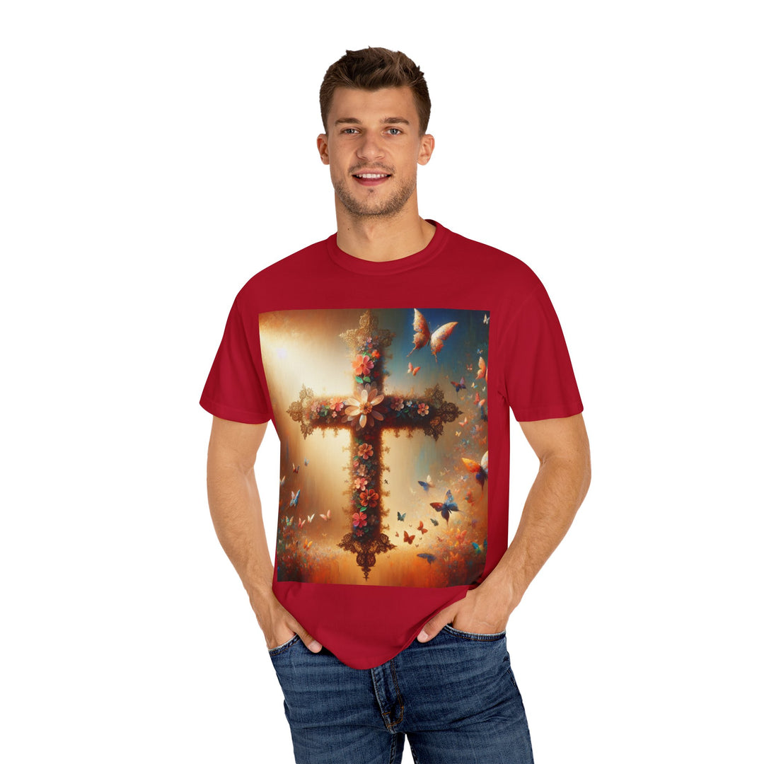 Faith-Inspired Floral Cross T-Shirt, Inspirational Tee, Religious Gift, Christian Apparel, Casual Wear, Everyday T-Shirt