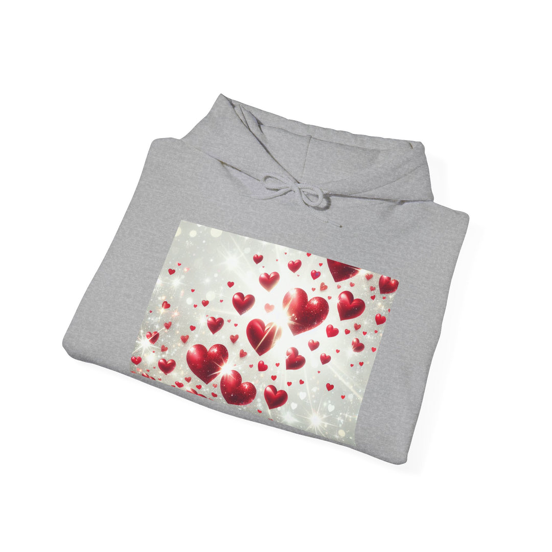 Love Hearts Unisex Hoodie, Cozy Valentine's Day Sweatshirt, Warm Gift for Him/Her, Cute Snug Pullover for Couples, Romantic Apparel