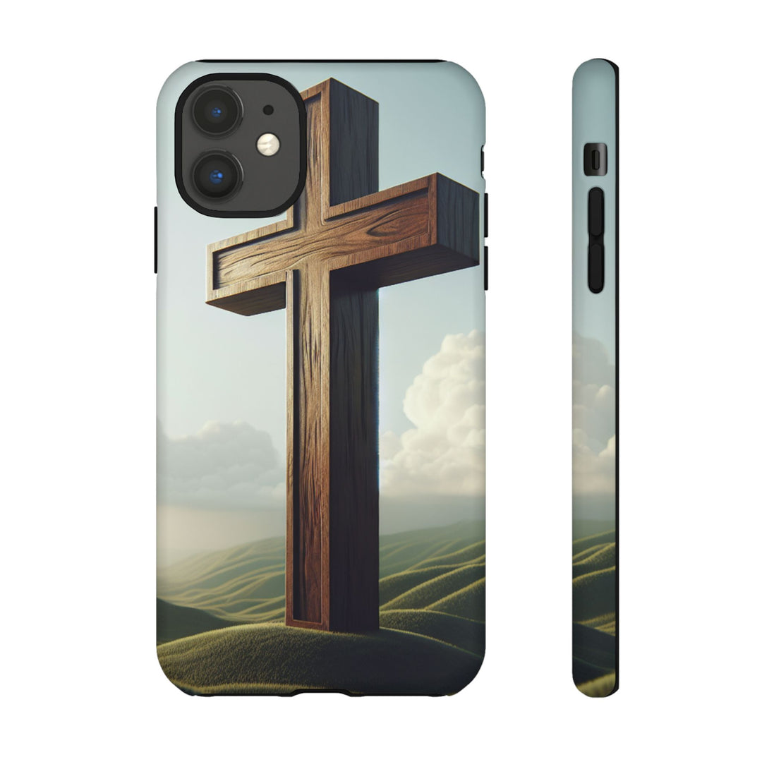 Wooden Cross Phone Case, Inspirational Gift, Christian Decor, Faith-Based Accessory, Unique Tech Gift