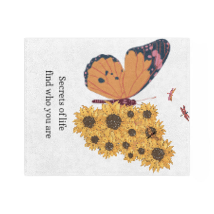 Inspirational Floral Butterfly Blanket - Velveteen Microfiber Soft Throw