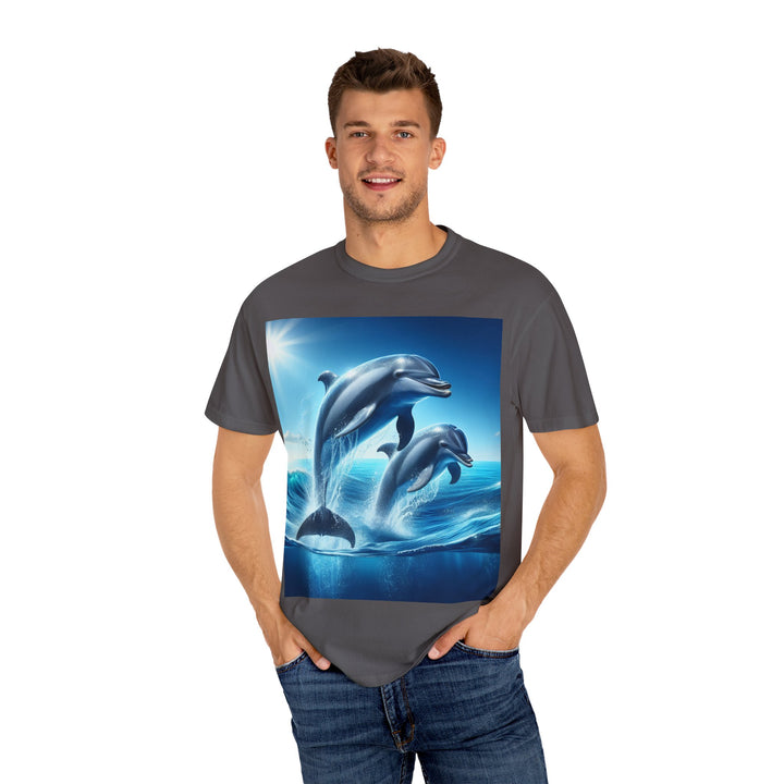Ocean Jumping Dolphins T-Shirt - Unisex Garment-Dyed Tee