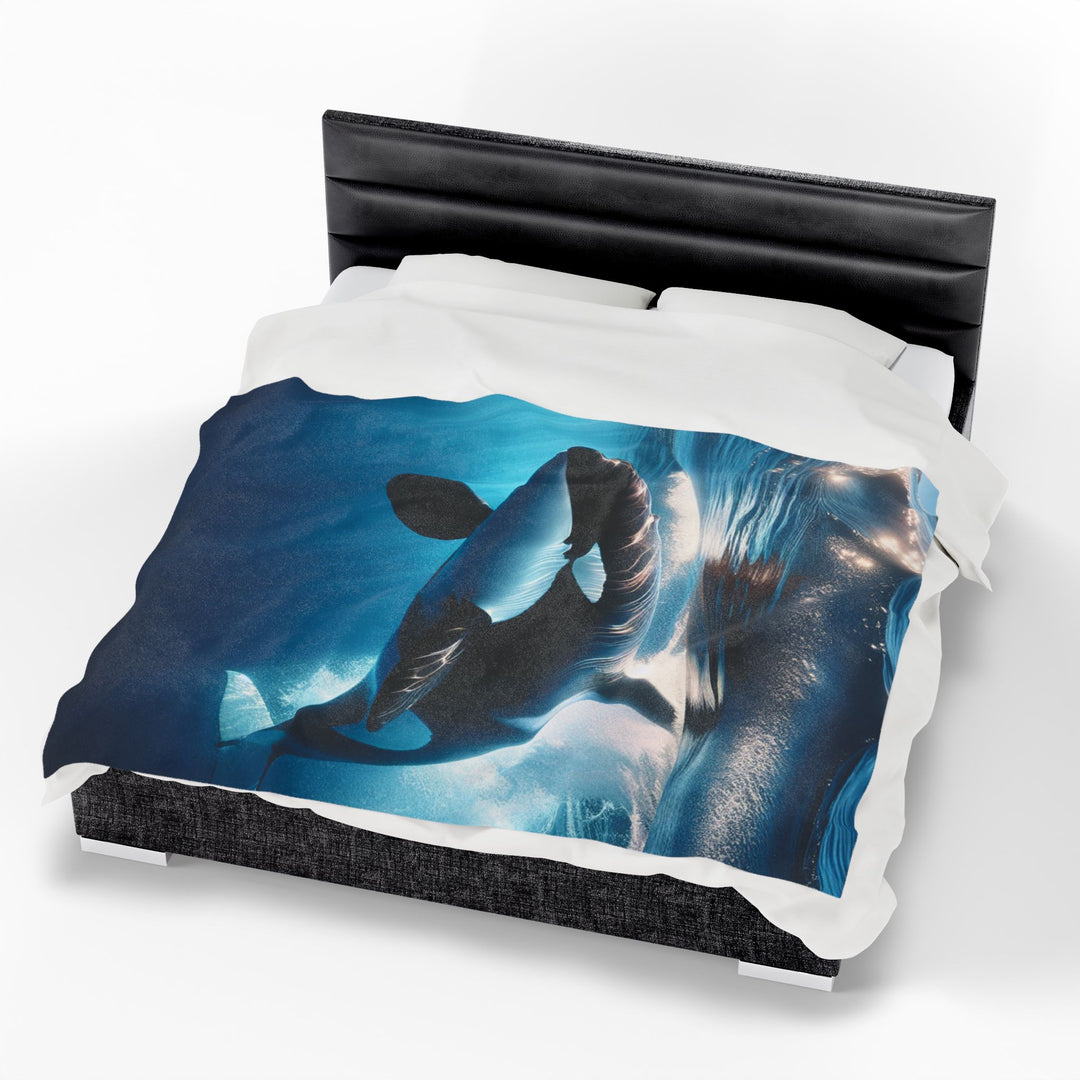 Cozy Orca Velveteen Plush Blanket - Perfect for Ocean Lovers