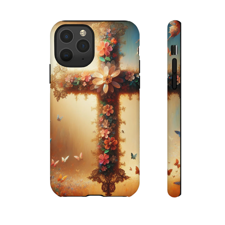 Floral Cross Phone Case, Tough Cases for Christians, Religious Gifts, Cute Floral Accessories, Chic Phone Cover, Spring Vibes