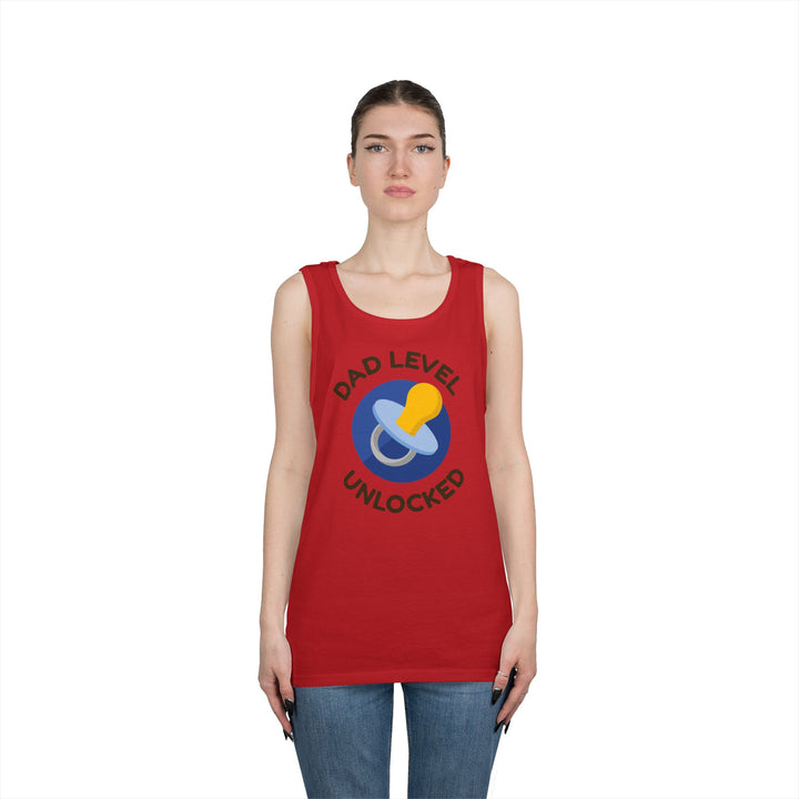 Dad Level Unlocked Tank Top - Unisex Heavy Cotton Sleeveless Shirt for New Dads