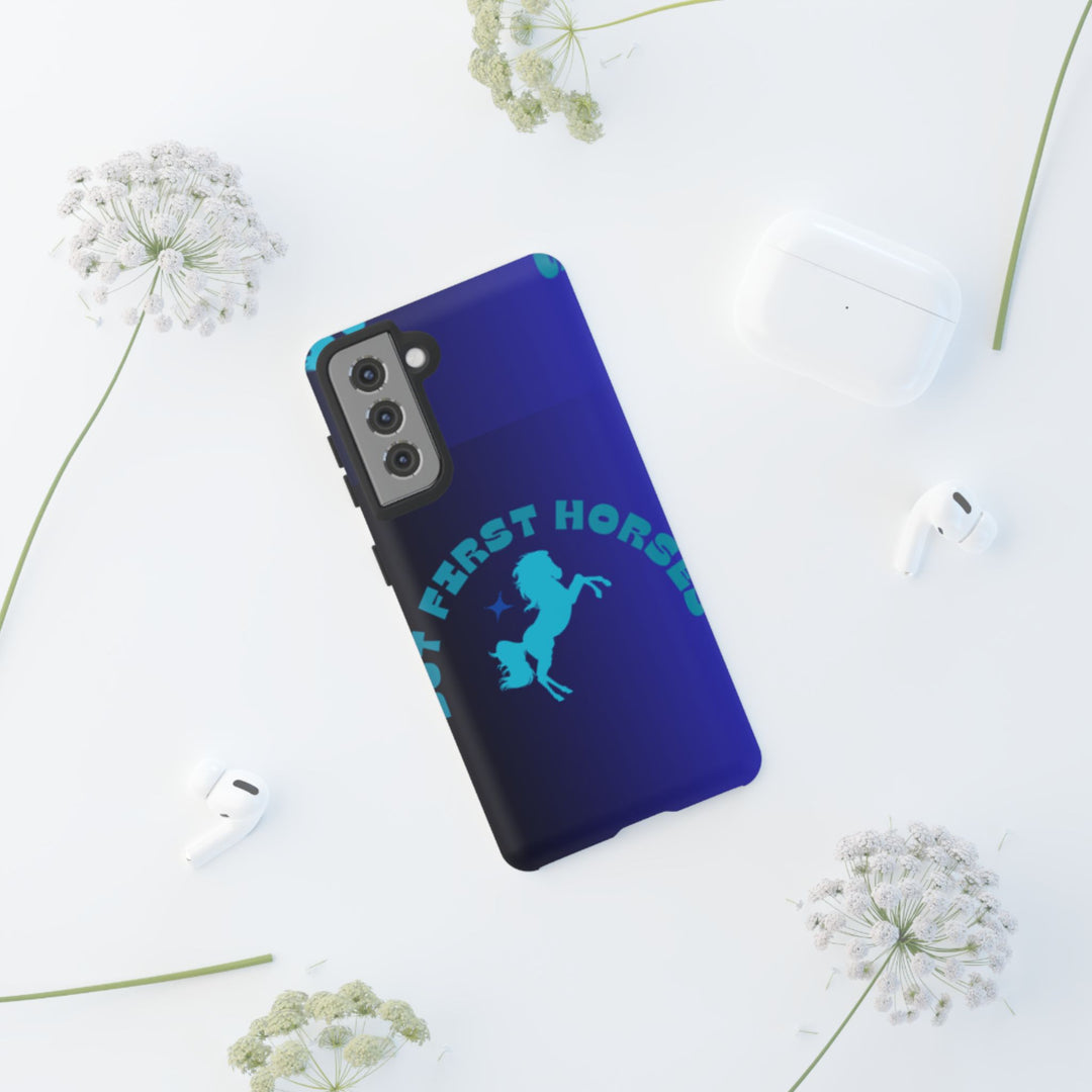 But First Horses Phone Case – Durable Tough Case for Horse Lovers