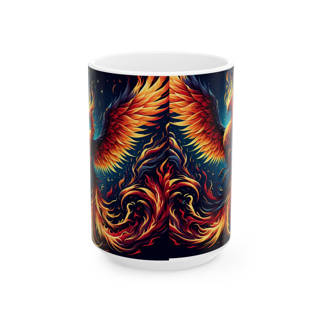 Vibrant Phoenix Ceramic Mug - Perfect Coffee Cup for Hot Drinks, Gift for Fire Sign Lovers, Fantasy Art, Unique Home Decor, Birthday Present