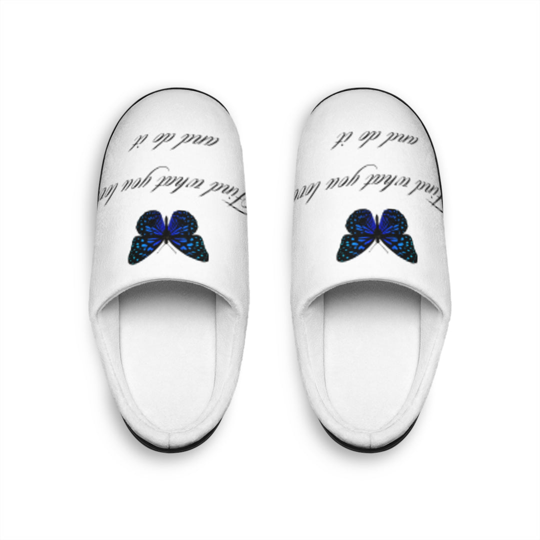 Butterfly Print Women's Indoor Slippers - Cozy Comfort with Inspirational Quote