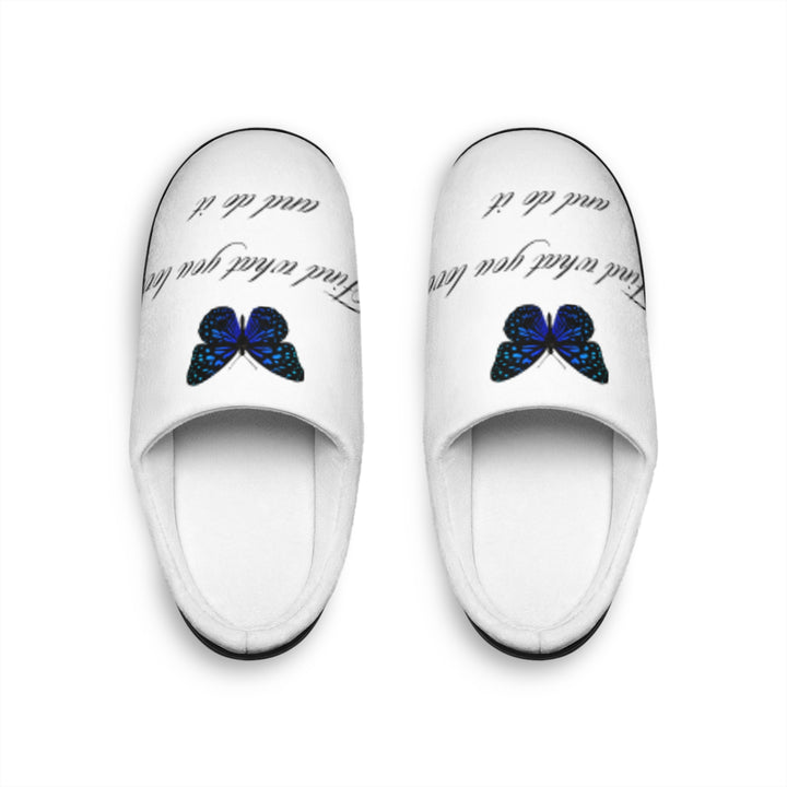 Butterfly Print Women's Indoor Slippers - Cozy Comfort with Inspirational Quote