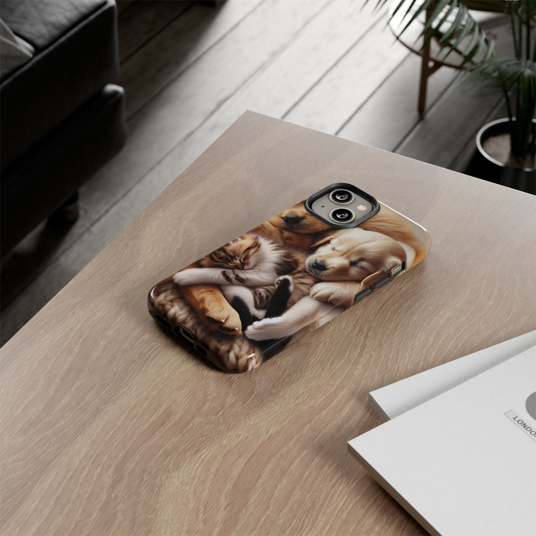Cute Pets Phone Case - Adorable Puppy and Kitten Design, Animal Lover Gift