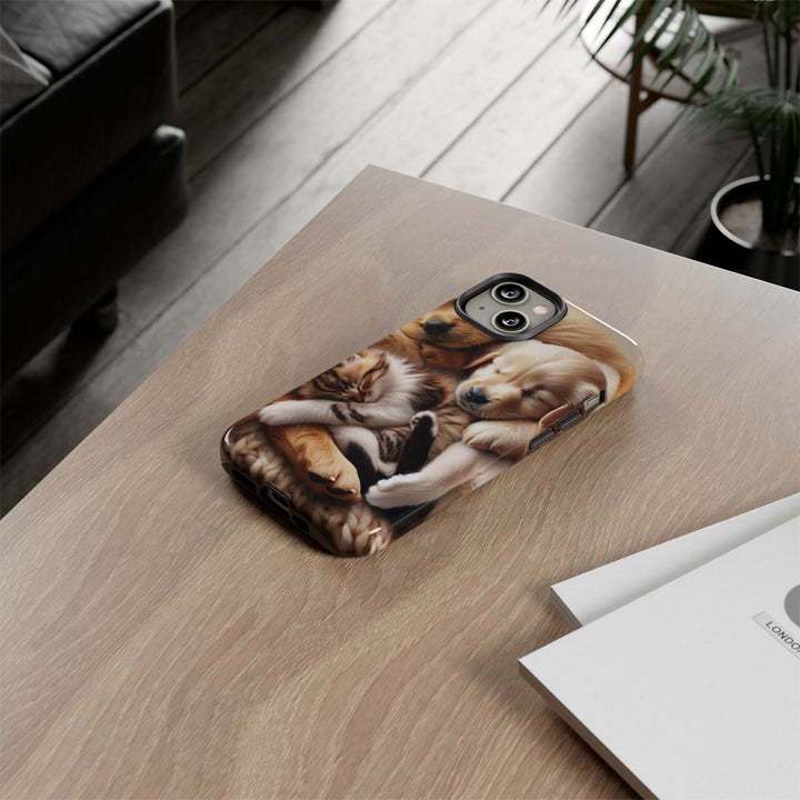 Cute Pets Phone Case - Adorable Puppy and Kitten Design, Animal Lover Gift