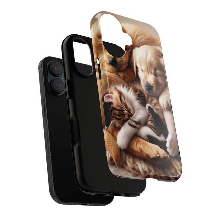 Cute Pets Phone Case - Adorable Puppy and Kitten Design, Animal Lover Gift