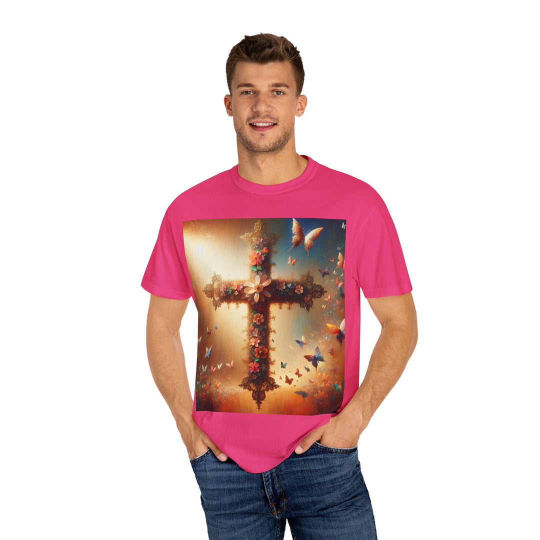 Faith-Inspired Floral Cross T-Shirt, Inspirational Tee, Religious Gift, Christian Apparel, Casual Wear, Everyday T-Shirt