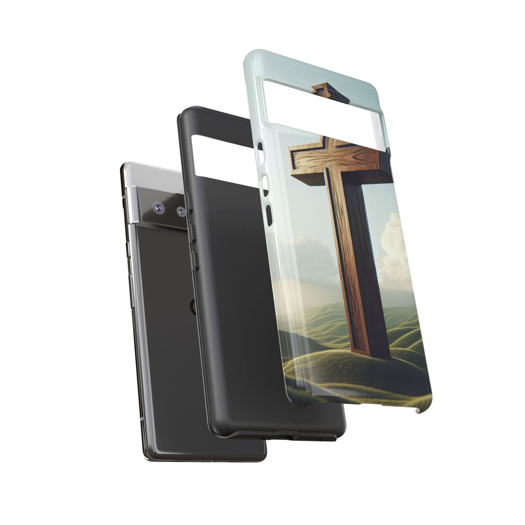 Wooden Cross Phone Case, Inspirational Gift, Christian Decor, Faith-Based Accessory, Unique Tech Gift