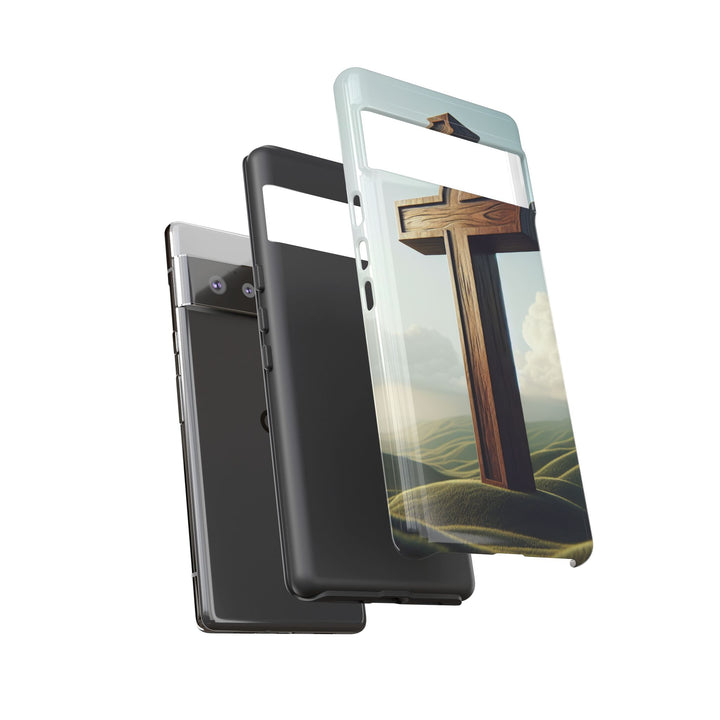 Wooden Cross Phone Case, Inspirational Gift, Christian Decor, Faith-Based Accessory, Unique Tech Gift
