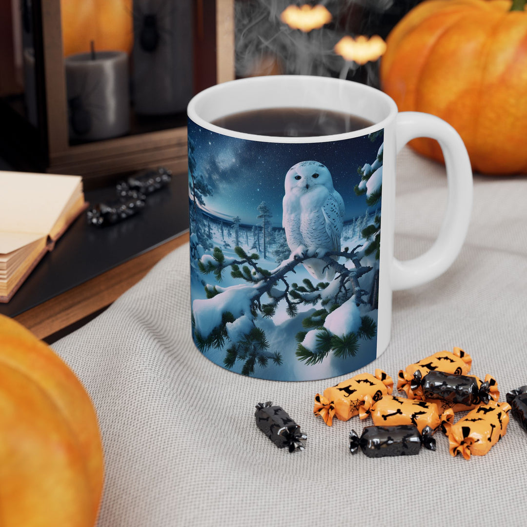 Winter Owl Ceramic Mug - Cozy 11oz & 15oz Coffee Cup for Nature Lovers