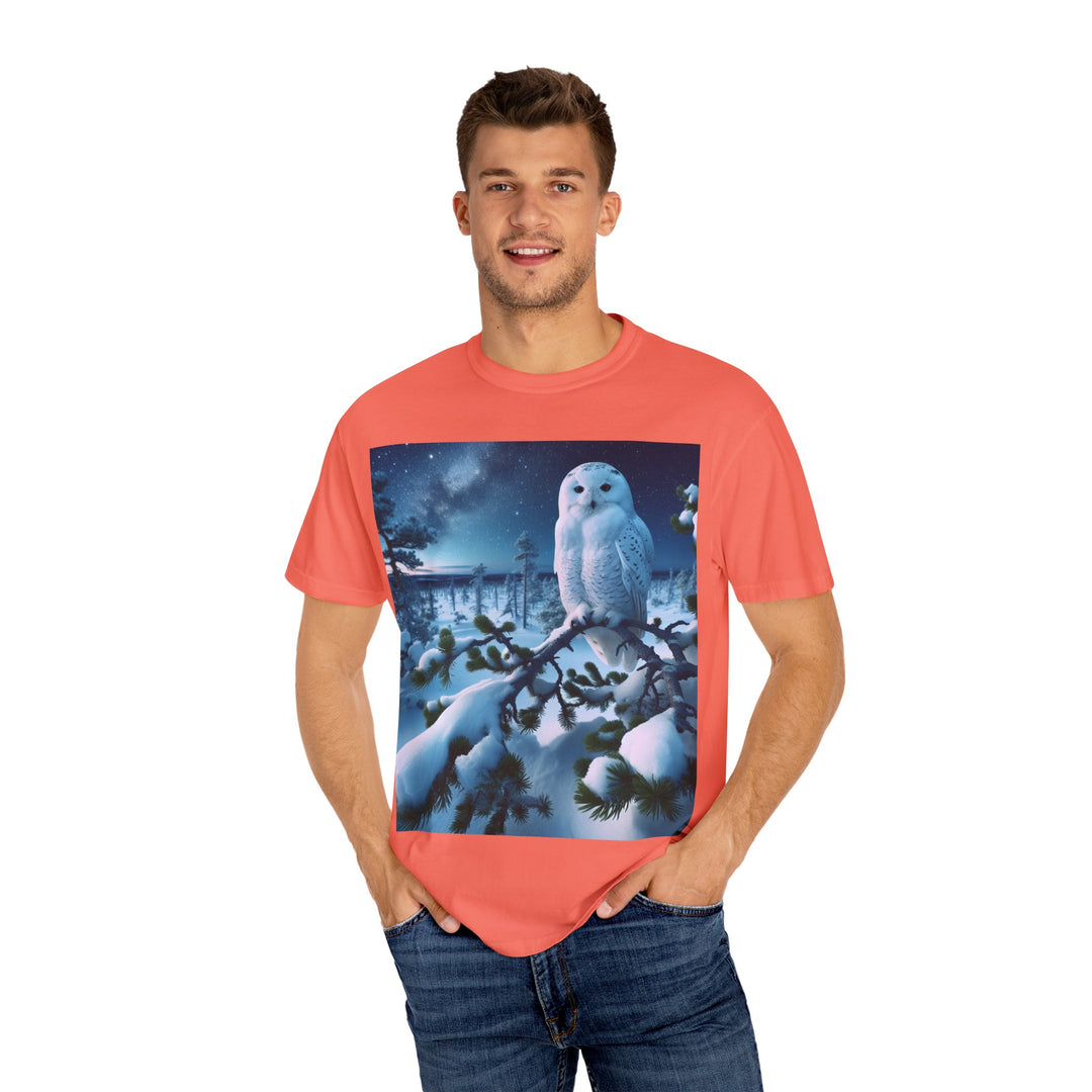 Mystical Owl Unisex Garment-Dyed T-Shirt – Cozy Winter Vibes