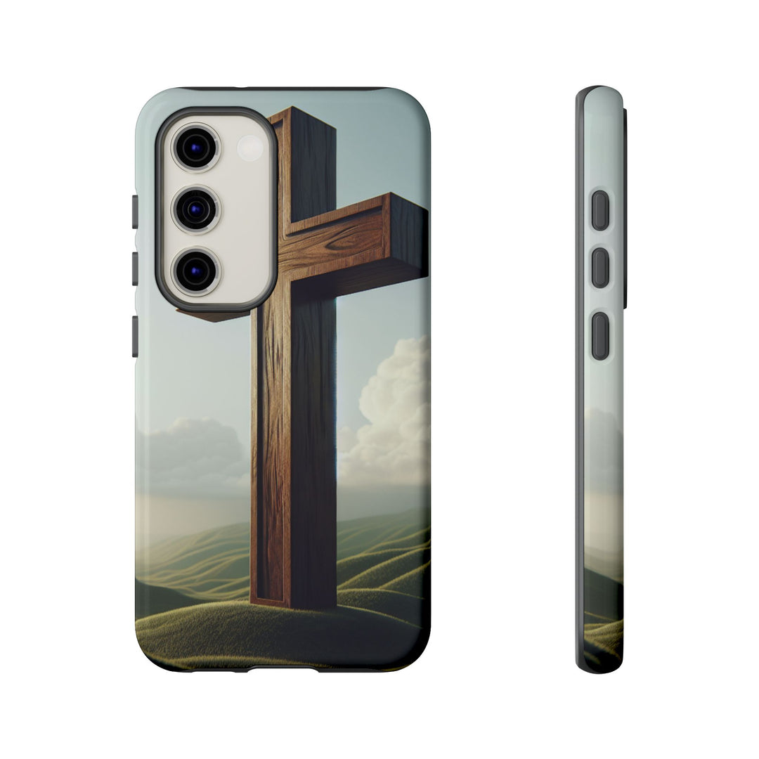 Wooden Cross Phone Case, Inspirational Gift, Christian Decor, Faith-Based Accessory, Unique Tech Gift