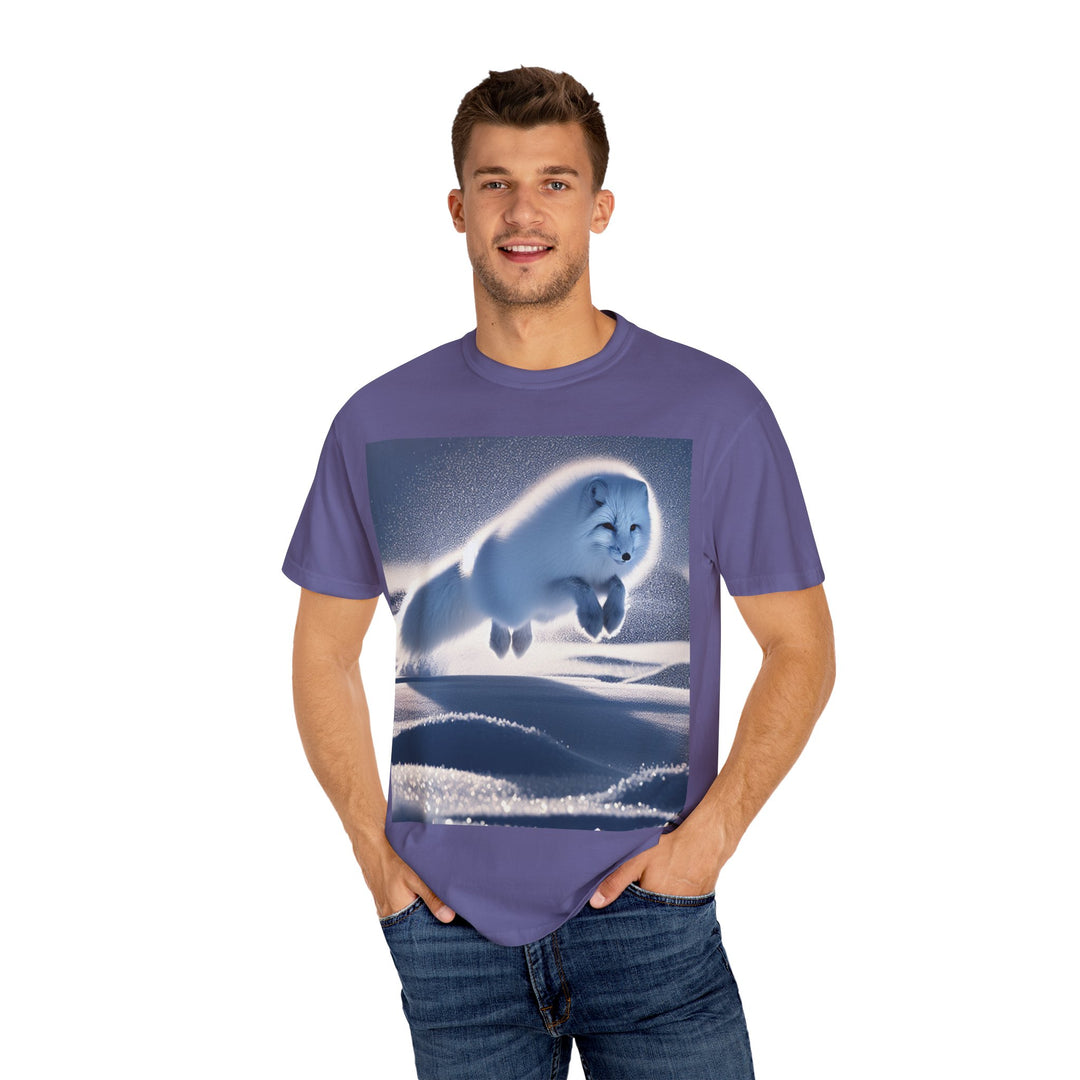 Snow Fox Jumping Unisex Garment-Dyed T-Shirt